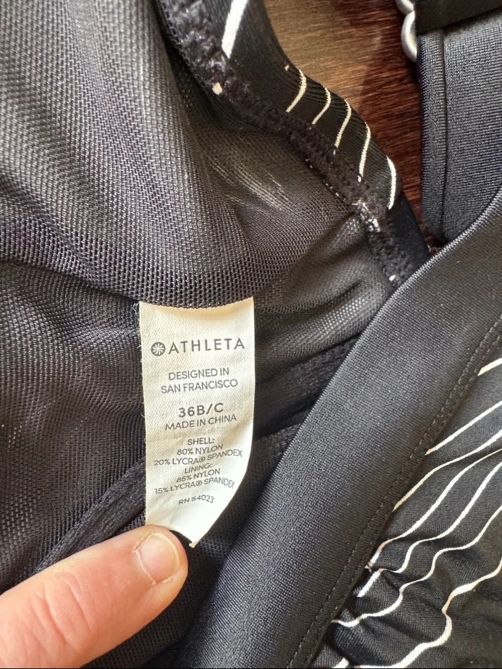 Athleta Black Striped Underwire Swim Top - Size 36B/C
